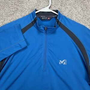 Millet Men Blue Quarter Zip Long Sleeve Pullover Performance Shirt Size Large